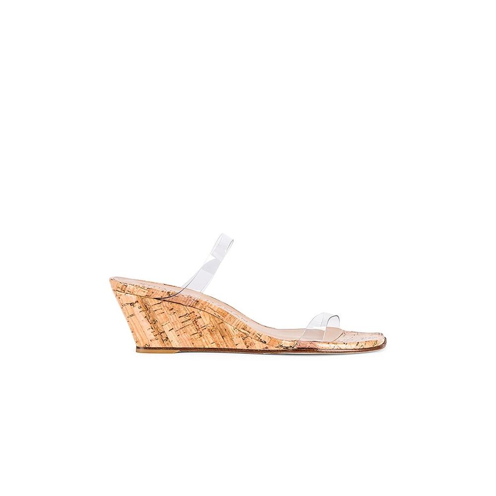 Stuart Weitzman 'Aleena 50' Tan Square Toe Wedge … - image 1